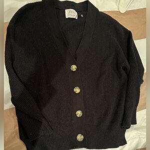 Girls Black Cardigan with Button Detail